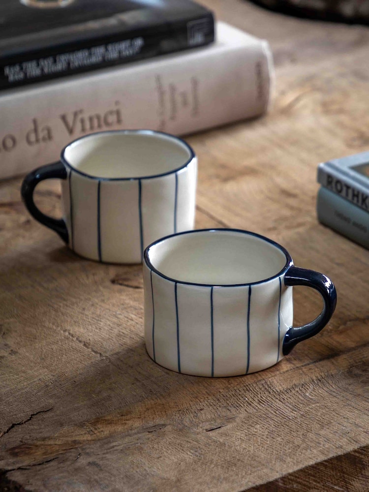 Gallery Home Blue Organic Stripe Mug - Image 1 of 4 Gallery Home Blue Organic Stripe Mug - Image 1 of 4