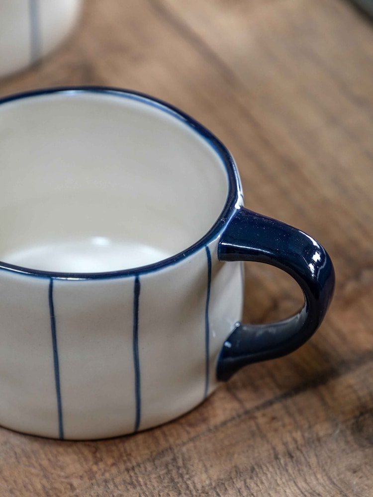 Gallery Home Blue Organic Stripe Mug - Image 2 of 4 Gallery Home Blue Organic Stripe Mug - Image 2 of 4