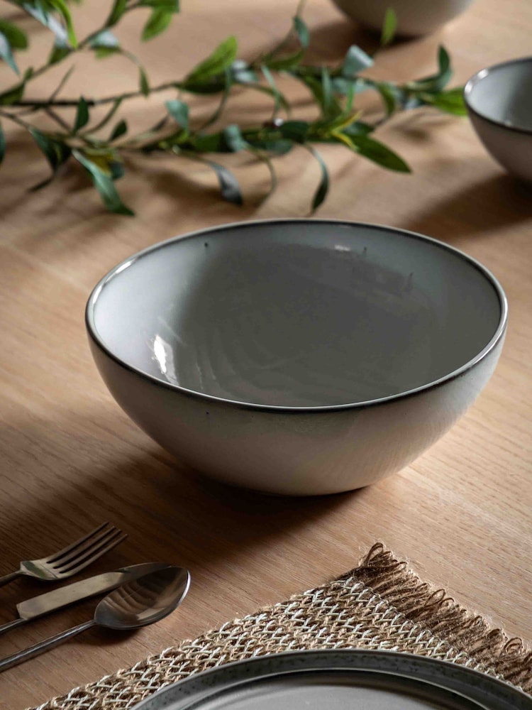 Gallery Home Grey Reactive Glaze Salad Bowl - Image 1 of 6 Gallery Home Grey Reactive Glaze Salad Bowl - Image 1 of 6