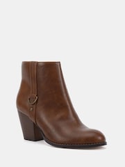 Novo Tan Brown Julie Hardware Heeled Ankle Boots - Image 3 of 6