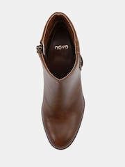 Novo Tan Brown Julie Hardware Heeled Ankle Boots - Image 5 of 6
