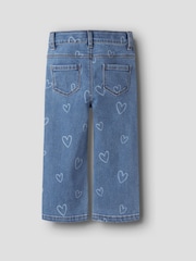 Name It Blue Stretch Heart Printed wide Leg Jeans - Image 4 of 5