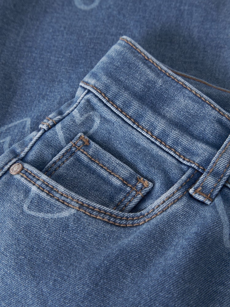 Name It Blue Stretch Heart Printed wide Leg Jeans - Image 5 of 5 Name It Blue Stretch Heart Printed wide Leg Jeans - Image 5 of 5