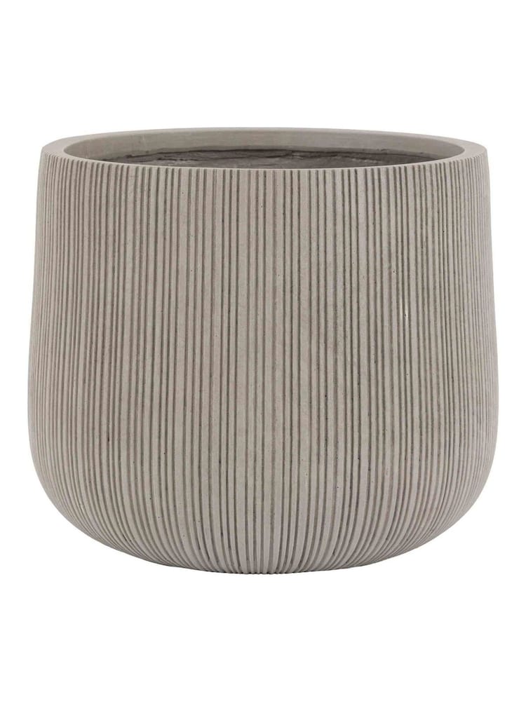 Gallery Home Grey Outdoor Ribbed Planter - Image 4 of 4 Gallery Home Grey Outdoor Ribbed Planter - Image 4 of 4