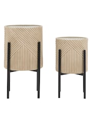 Gallery Home Set of 2 Black Iron Planters - Image 1 of 1