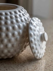 Gallery Home White Beaded Ceramic Jar Large - Image 4 of 5