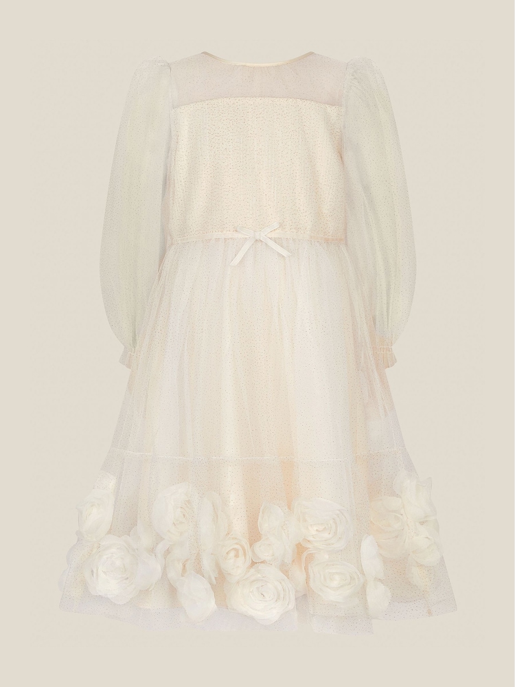 Monsoon Gold Remi Rose Appliqué Glitter Party Dress - Image 1 of 3 Monsoon Gold Remi Rose Appliqué Glitter Party Dress - Image 1 of 3