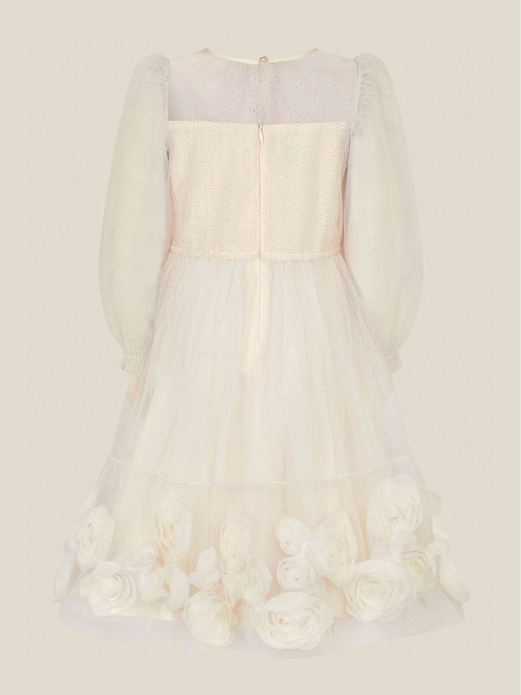 Monsoon Gold Remi Rose Appliqué Glitter Party Dress - Image 2 of 3 Monsoon Gold Remi Rose Appliqué Glitter Party Dress - Image 2 of 3