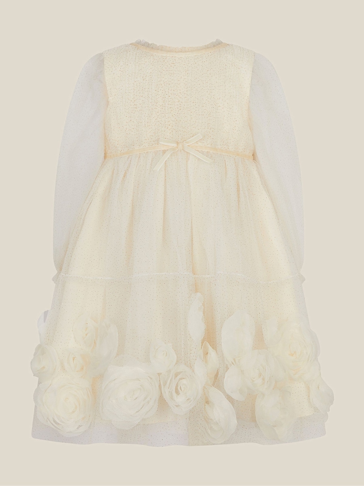 Monsoon Gold Baby Remi Rose Appliqué Glitter Party Dress - Image 2 of 4