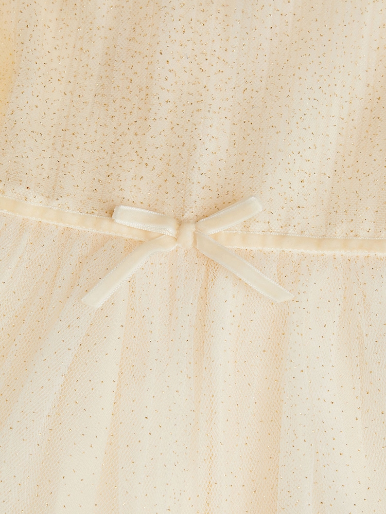 Monsoon Gold Baby Remi Rose Appliqué Glitter Party Dress - Image 4 of 4