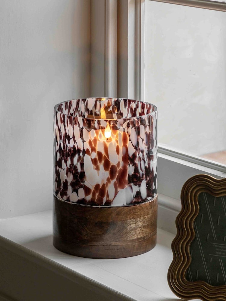 Gallery Home Brown Speckled Hurricane Holder - Image 1 of 4 Gallery Home Brown Speckled Hurricane Holder - Image 1 of 4