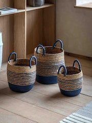 Gallery Home Blue Striated Seagrass Basket - Image 1 of 4