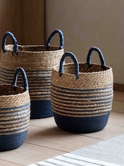 Gallery Home Blue Striated Seagrass Basket - Image 3 of 4