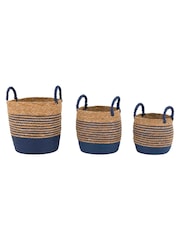 Gallery Home Blue Striated Seagrass Basket - Image 4 of 4