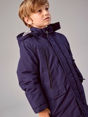Name It Navy Teddy Lined Parka With Detachable Hood - Image 1 of 5