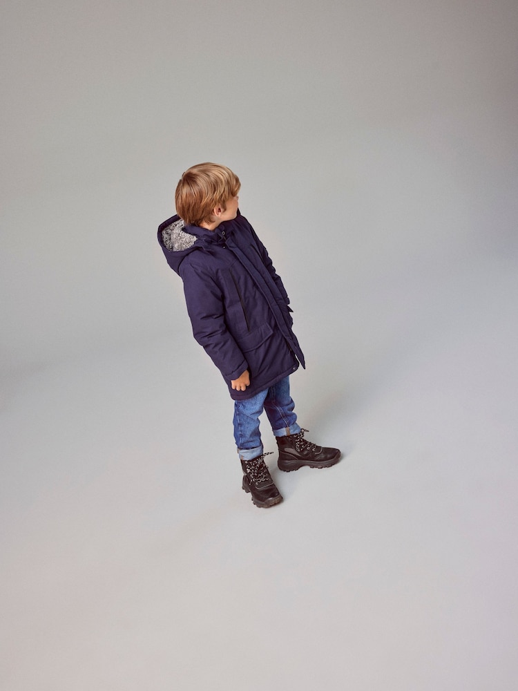 Name It Navy Teddy Lined Parka With Detachable Hood - Image 2 of 5