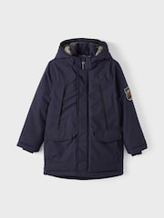 Name It Navy Teddy Lined Parka With Detachable Hood - Image 3 of 5