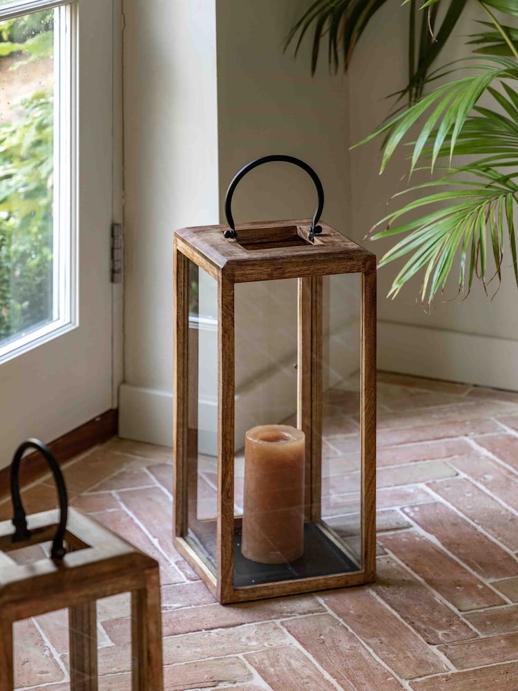 Gallery Home Brown Mango Wood Manor Small Lantern - Image 1 of 5 Gallery Home Brown Mango Wood Manor Small Lantern - Image 1 of 5
