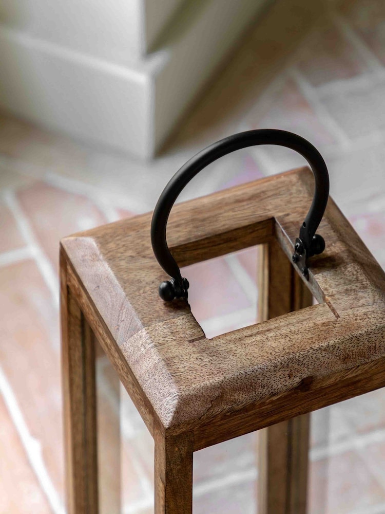 Gallery Home Brown Mango Wood Manor Small Lantern - Image 2 of 5 Gallery Home Brown Mango Wood Manor Small Lantern - Image 2 of 5