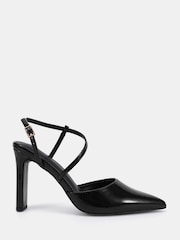 Negru - Novo Intro Point Toe Strappy Court Shoes - Imaginea 2 din 6