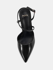 Negru - Novo Intro Point Toe Strappy Court Shoes - Imaginea 6 din 6