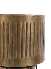 Gallery Home Set of 2 Gold Metal Ribbed Planters - Image 5 of 6
