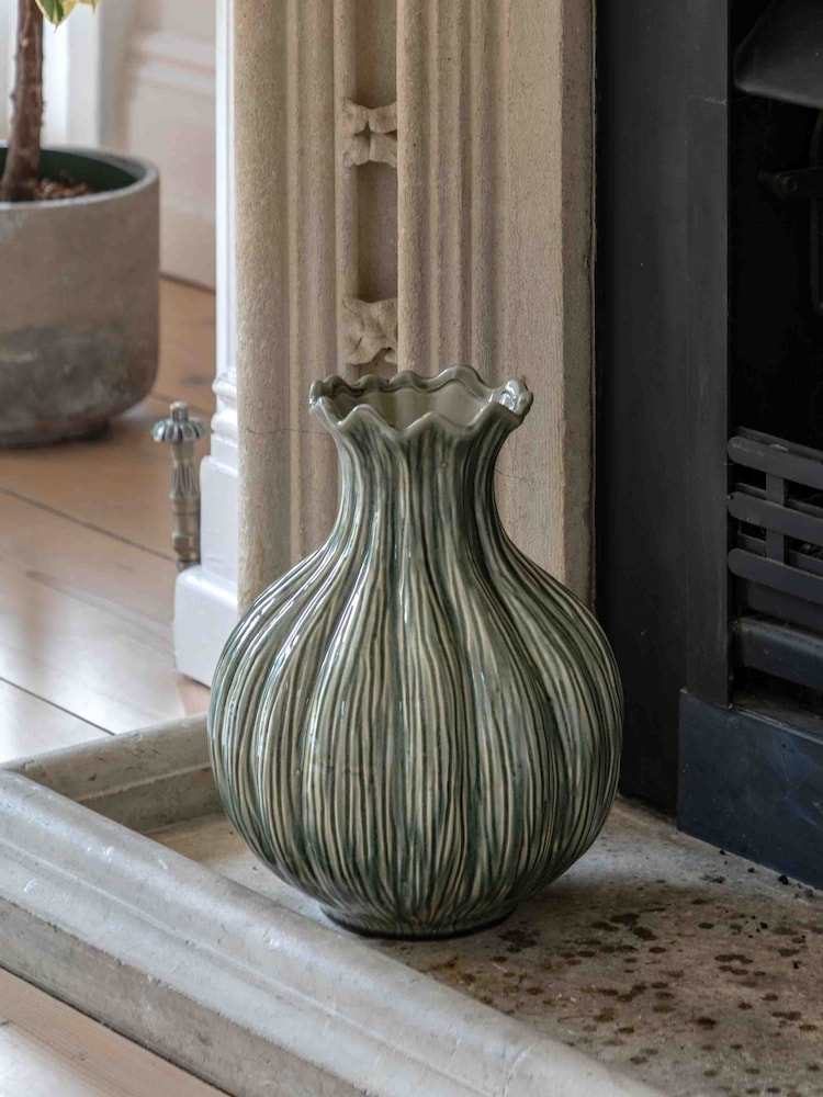 Gallery Home Green Glazed Wavy Vase - Image 2 of 5