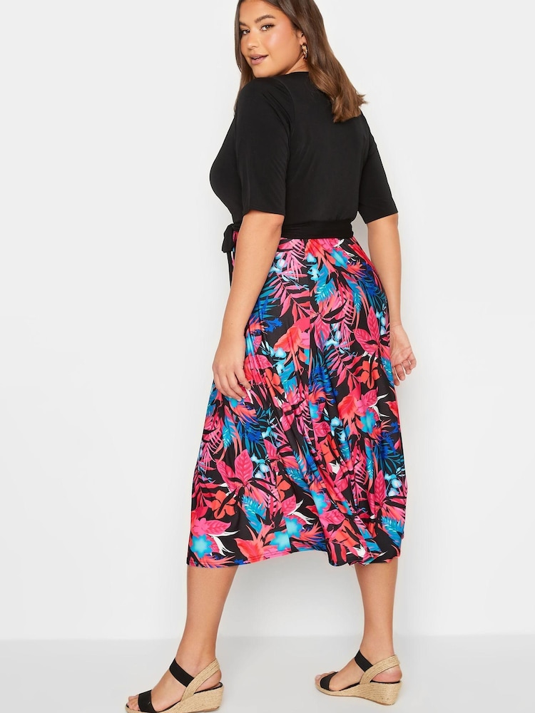 Yours Curve Pink London Two In One Wrap Dress - Image 2 of 4