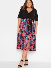 Yours Curve Pink London Two In One Wrap Dress - Image 4 of 4