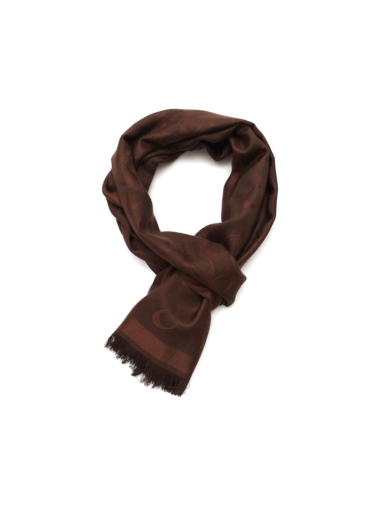 COACH Brown Bias Signature C Oblong Scarve - Image 2 of 4 COACH Brown Bias Signature C Oblong Scarve - Image 2 of 4