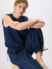 Whistles Blue Tie Hem Balloon Trousers - Image 3 of 5