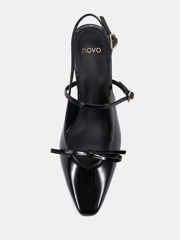 Novo Illustrate Mary Jane Bow Slingback Mid Heel Court Sandals - 6суретінің 6 суреті