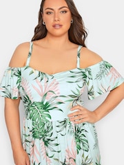 Yours Curve Green London Cold Shoulder Maxi Dress - Image 4 of 4
