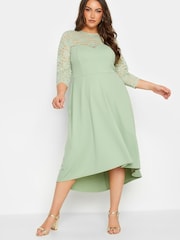 Yours Curve Green London Lace High Low Dress - Image 1 of 4