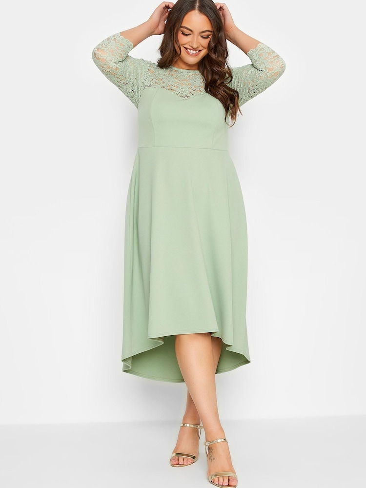 Yours Curve Green London Lace High Low Dress - Image 2 of 4
