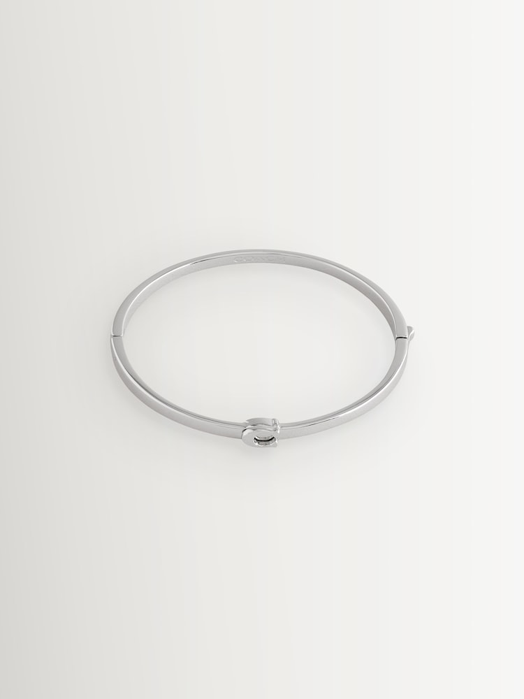 COACH Silver Signature C Bangle Boxed Bracelet - Image 1 of 8 COACH Silver Signature C Bangle Boxed Bracelet - Image 1 of 8