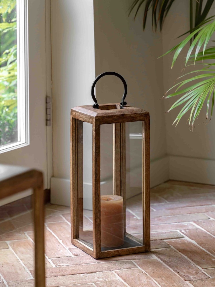 Gallery Home Brown Mango Wood Manor Large Lantern - Image 1 of 6 Gallery Home Brown Mango Wood Manor Large Lantern - Image 1 of 6
