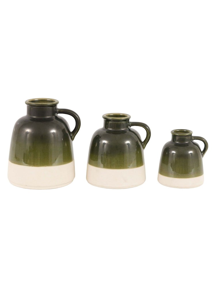 Gallery Home Set of 3 Green Glaze Bud Vases - Image 4 of 4