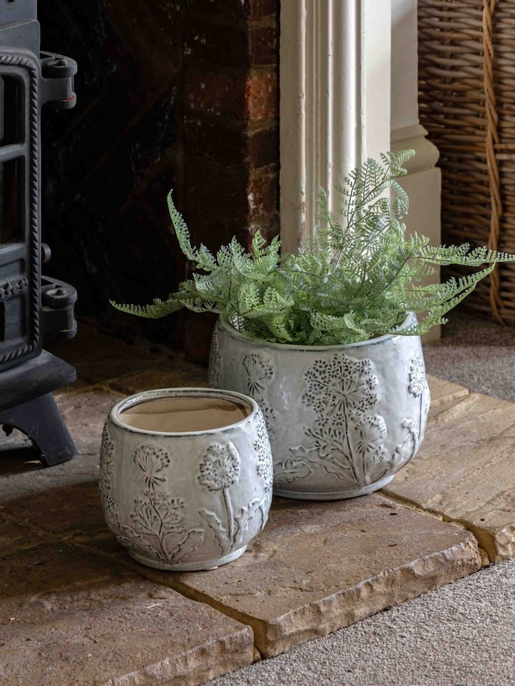 Gallery Home Grey Stoneware Meadow Planter - Image 1 of 4 Gallery Home Grey Stoneware Meadow Planter - Image 1 of 4
