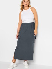 Yours Curve Grey Maxi Cargo Skirt - Image 2 of 4