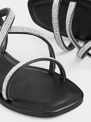 Yours Curve Black Extra Wide Fit Extra-Wide Fit Diamante Flat Strappy Sandal - Image 5 of 5