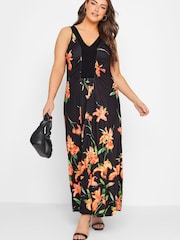 Yours Curve Black London Ruche Panel Maxi Dress - Image 2 of 4