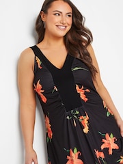 Yours Curve Black London Ruche Panel Maxi Dress - Image 4 of 4