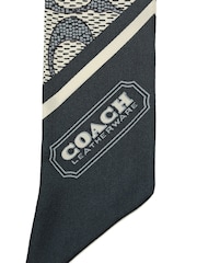 COACH Blue Vintage Signature C Printed Silk Skinny Scarve - Image 4 of 4