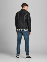JACK & JONES Black Faux Leather Biker Jacket - Image 4 of 5