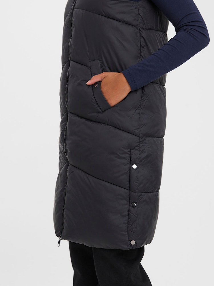 VERO MODA Black Longline Padded Gilet - Image 4 of 5