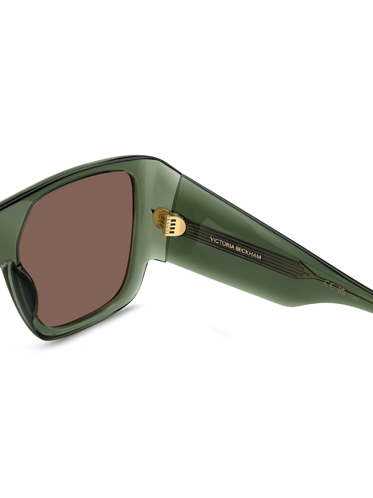 Victoria Beckham Green Mask-style Oversized Sunglasses - Image 2 of 6 Victoria Beckham Green Mask-style Oversized Sunglasses - Image 2 of 6