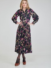 Closet Black Multi London Pleated Shirt Dress - Image 1 of 5