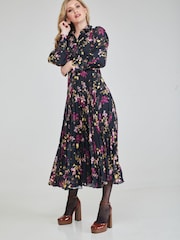 Closet Black Multi London Pleated Shirt Dress - Image 2 of 5