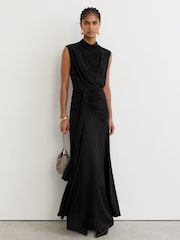 Reiss Inara Draped High-Neck Sleeveless Maxi Dress - Image 1 de 7